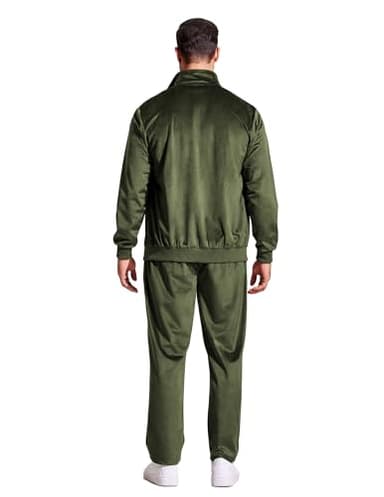 COOFANDY Track Suits 2 Piece Velvet Sweatsuits Long Sleeve Jacket and Pants Sets Zipper Party Outfits for Men - Image 4