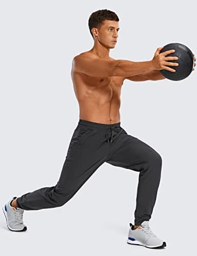 CRZ YOGA Athletic Joggers for Men 31" Lightweight Water Resistant Outdoor Workout Pants with Zip Pockets Ink Gray Large - Image 3