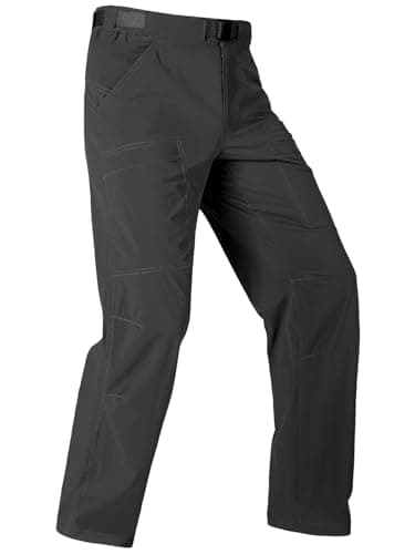 FREE SOLDIER Men's Outdoor Cargo Hiking Pants with Belt Lightweight Waterproof Quick Dry Tactical Pants Nylon Spandex (Black 38W/30L) - Image 1