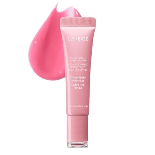 LANEIGE Glaze Craze Tinted Lip Serum, Strawberry Sprinkles: Hydrating Serum for Glossy,Nourished Lips with Plumping Polypeptides,0.42 oz - Image 1