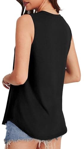 OFEEFAN Womens Tops Summer 2025 High Neck Black Tank Top Woman Dressy Tunics or Tops to Wear with Leggings L - Image 5