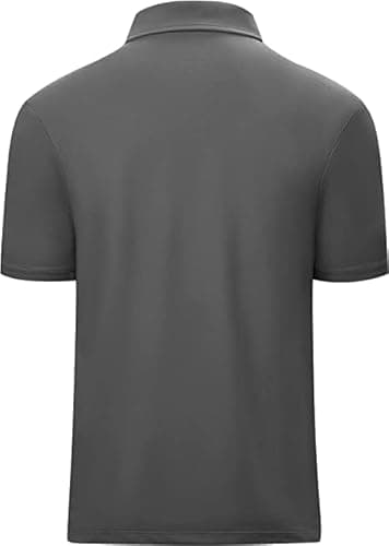 Men's Zipper Polo Shirt Short Sleeve Moisture Wicking Casual Golf Polo Shirt Quarter Zip Tops Dark Grey - Image 2