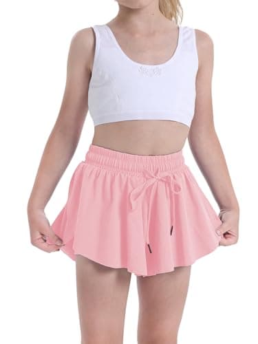 Flowy Shorts for Teen Girls Athletic Running Biker Shorts Youth Butterfly Shorts（Pink-M） - Image 1