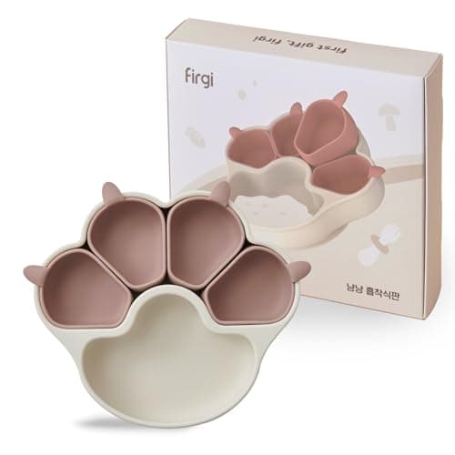 Firgi MEOW Taupe Brown Divided Silicone Baby Toddler Suction Plates Non-Slip Silicon Plates Led Weaning Supplies BPA Free Toddler Travel Non-Toxic Kids with Suction - Image 1
