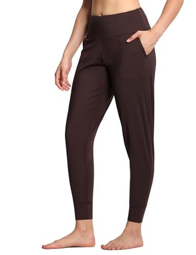 THE GYM PEOPLE Women's Joggers Pants Lightweight Athletic Leggings Tapered Lounge Pants for Workout, Yoga, Running Brown - Image 1
