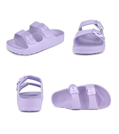 Pisumg Kids Slides Sandals Double Buckle Adjustable Boys Girls - Image 6