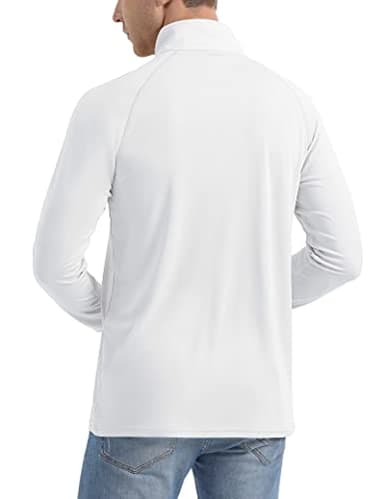 Shirts for Men with Designs 1/4 Zip Up Sun Protective Quarter Zip Shirt UPF 50+ Fishing Shirts Rash Guard Long Sleeve Shirts White - Image 4