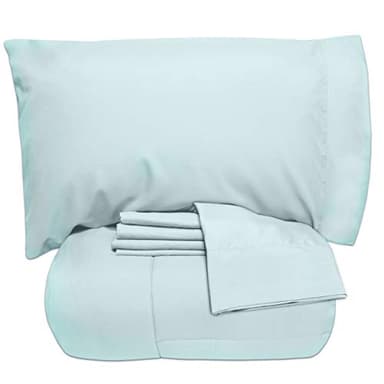 California King Comforter Set - Soft & Breathable 7-Piece Bedding Collection - 1 Comforter, 1 Fitted Sheet, 1 Flat, 4 Pillowcases - Deep Pocket - Premium Quality - Ideal for All Seasons, Aqua - Image 7