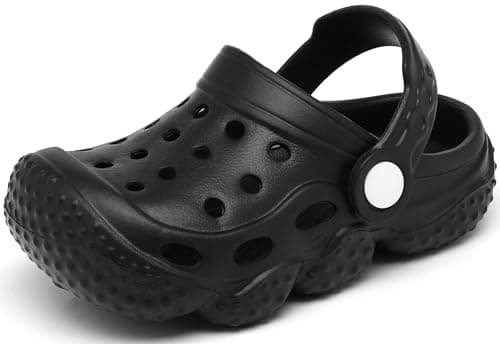 INMINPIN Kids Girls Boys Clogs Garden Shoes Toddler Slides Sandals Children Water Shower Beach Pool Slippers Indoor Outdoor,Big Kid 3,Black - Image 1
