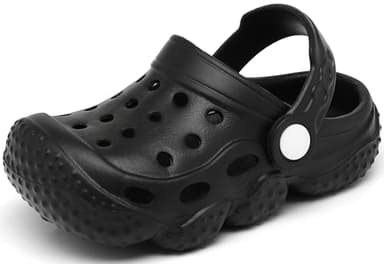 INMINPIN Kids Girls Boys Clogs Garden Shoes Toddler Slides Sandals Children Water Shower Beach Pool Slippers Indoor Outdoor,Big Kid 3,Black - Image 1