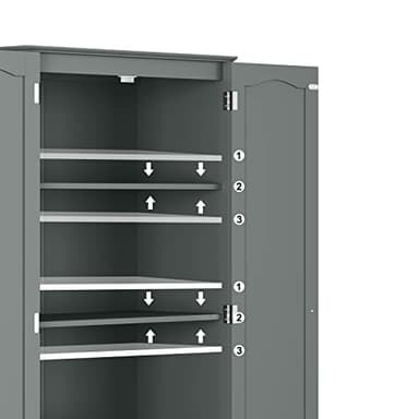 Function Home Tall Pantry Cabinet, Freestanding Storage Cabinet, Wooden Kitchen Pantry with 4 Doors and 5 Shelves, 72" Floor Cabinet Organizer for Kitchen Living Room Bathroom, Grey - Image 7