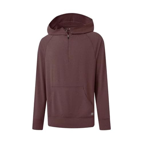 VANCAMEL Zip Up Hoodie for Men Casual Lightweight Sweatshirts Long Sleeve Stretch Performance Golf Hooded with Pocket Brick Heather - Image 1