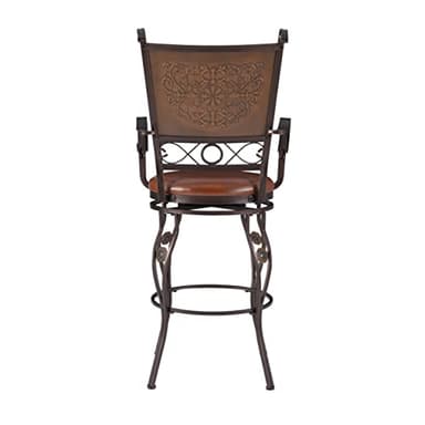 Powell Company Big and Tall Copper Stamped Back Barstool with Arms Bar Stool, Bronze - Image 11