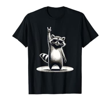 Retro Raccoon Rock Music Gift Men Kids Women Funny Raccoon T-Shirt