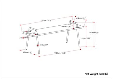 SIMPLIHOME Berkeley SOLID MANGO WOOD 56 inch Wide Industrial Entryway Bench in Natural for the Living Room, Entryway and Family Room - Image 2