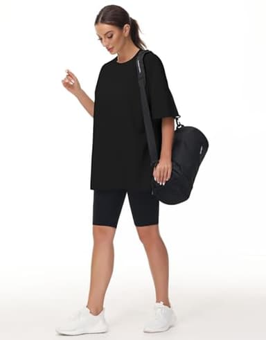 THE GYM PEOPLE Women's Casual Oversized T-Shirts Summer Crewneck Short Sleeve Workout Basic Tee Tops Black - Image 6
