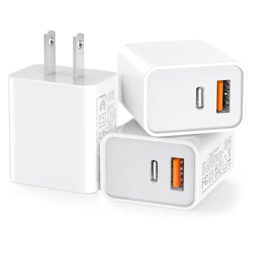 3 Pack USB C Wall Charger, 20W Durable Dual Port QC+PD 3.0 Power Adapter, Double Fast Plug Charging Block for iPhone 13/14/15/16/16 Pro/Pro Max/Plus, XS/XR/X, Watch Series 8/7 Cube，White - Image 1