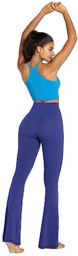 Sunzel Flare Leggings, Crossover Yoga Pants with Tummy Control, High-Waisted and Wide Leg, 30" Inseam, Navy Blue X-Small - Image 6