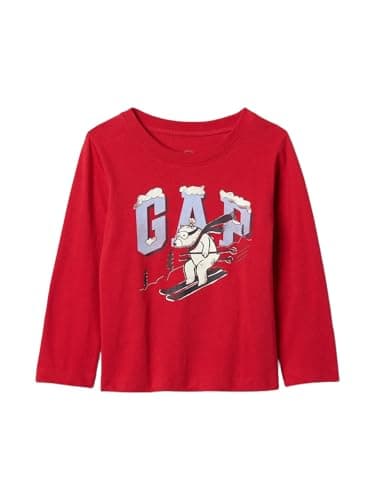 GAP Baby Boys Long Sleeve Graphic T-Shirt Modern Red 2YRS - Image 1