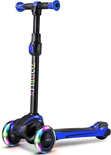 TONBUX Kids Scooter for Age 3-12, Toddler Scooters with 4 Adjustable Heights, Light Up 3-Wheels Scooters, Shock Absorption Design, Lean to Steer, Balance Training Scooter for Kids - Blue - Image 1