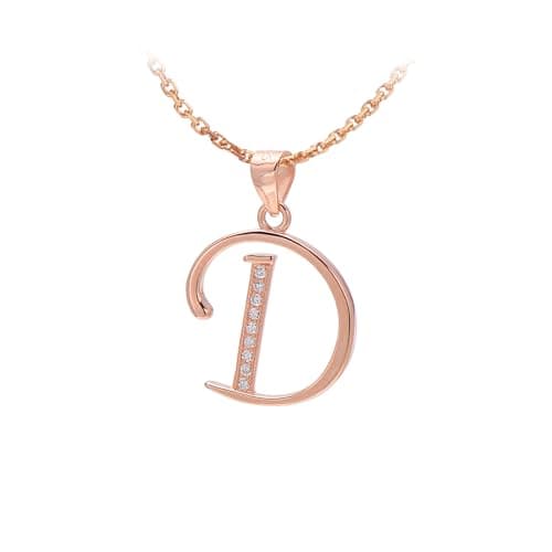 Paialco Rose Gold Plated Sterling Silver Letter D Initial Pendant Necklace for Women - Image 1