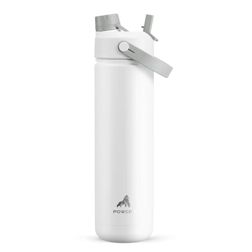 POWCAN 26 oz Insulated Water Bottle with 2-in-1 Straw and Spout Lid, Keep Cold 24H, Leak-Proof, Fits in Car Cup Holder, Stainless Steel Water Bottle for Sports, Travel, and School (Polar) - Image 1