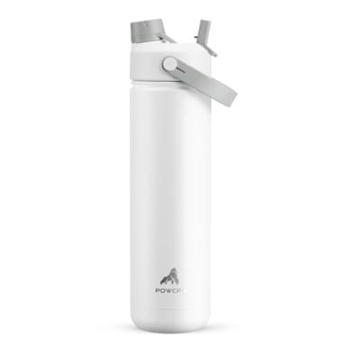 POWCAN 26 oz Insulated Water Bottle with 2-in-1 Straw and Spout Lid, Keep Cold 24H, Leak-Proof, Fits in Car Cup Holder, Stainless Steel Water Bottle for Sports, Travel, and School (Polar) - Image 1