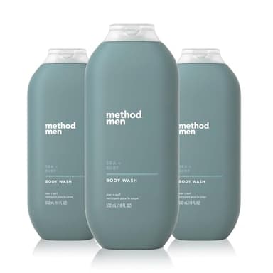 Method Men Body Wash, Sea + Surf, Paraben and Phthalate Free, 18 FL Oz (Pack of 3),Softening - Image 1