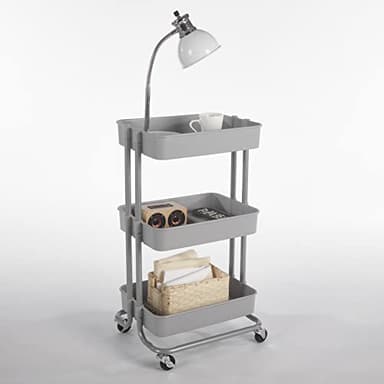 Urban Lifestyle Plastic 3 Tier Rolling Storage Cart, Grey - Image 6