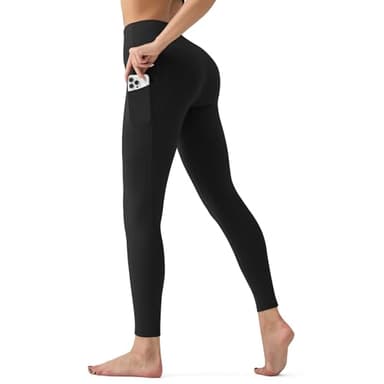 High Waisted Leggings for Women with Pockets - Tummy Control Yoga Pants for Workout Running Athletic No See Through Black - Image 2