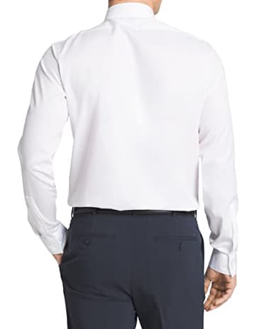 Calvin Klein Men's Slim Fit Non-Iron Herringbone Point Collar Dress Shirt, White, 14.5" Neck 32"-33" Sleeve - Image 2
