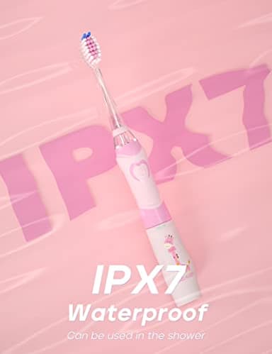 SEAGO Kids Electric Toothbrush with 2 Mins Timer and 4 Replacement Bursh Heads, Rainbow LED Light Make Brushing Fun, Pink Color Girls Battery Powerd for 4-12 Years Old，SG-977 - Image 6
