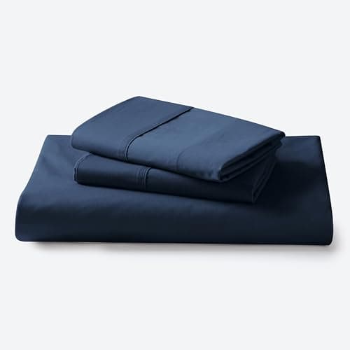 Zaizaihome 600 Thread Count Fitted Sheet King Size, 100% Egyptian Cotton, 3-Piece Set (1 Fitted Sheet, 2 Pillowcases), Sateen Weave, Ultra Soft Breathable,16" Deep Pocket Bed Sheet, Navy Blue - Image 1