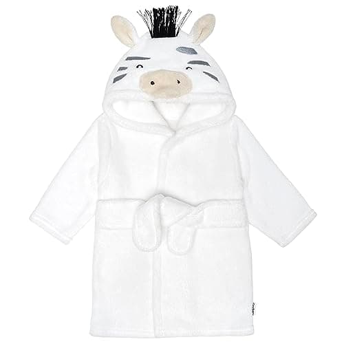 Gerber Baby Hooded Animal Character Bathrobe, Grey Zebra, 0-9 Months - Image 1
