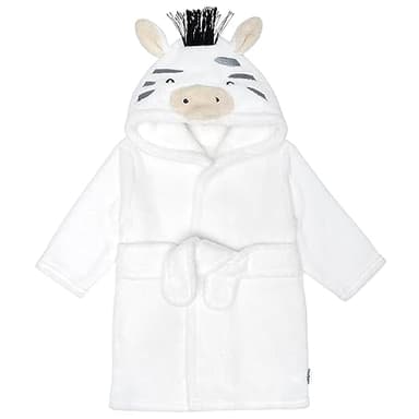 Gerber Baby Hooded Animal Character Bathrobe, Grey Zebra, 0-9 Months - Image 1