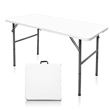 Gocamptoo Folding Table,4ft Indoor Outdoor Heavy Duty Portable Folding Square Plastic Dining Table w/Handle, Lock for Picnic, Party, Camping (4 FT) … - Image 1