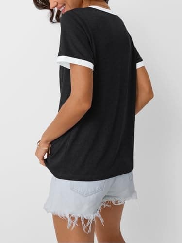 AUTOMET Womens Short Sleeve T-Shirts Summer Tops Casual Soft Tunic V Neck Basic Tees Workout Clothes Spring Fashion Outfits 2025 Black M - Image 4