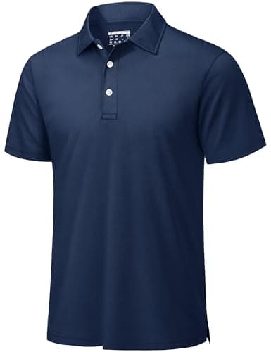TACVASEN Mens Golf Shirt Dry Fit Mens Polo Shirts Short Sleeve Performance Golf Polos for Men with Collar Work Shirts Navy, 2XL - Image 1