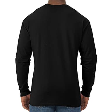Jerzees Men's Dri-Power Cotton Blend Long Sleeve Tees, Moisture Wicking, Odor Protection, UPF 30+, Sizes S-3X, Black, Large - Image 3