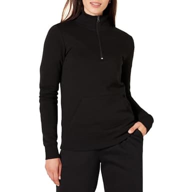 Amazon Essentials Women's Long-Sleeve Fleece Quarter-Zip Top (Available in Plus Size), Black, X-Small - Image 1