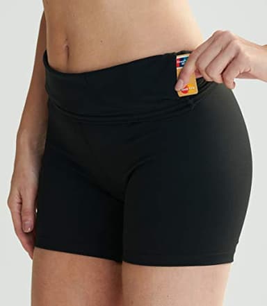 ZUTY 5" Biker Shorts Women High Waisted with 2 Hidden Pockets Workout Athletic Running Yoga Long Shorts Two Piece Black S - Image 4