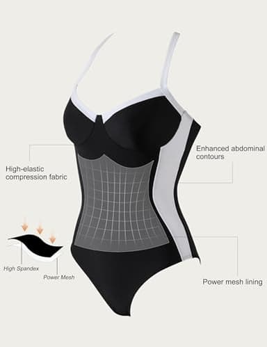 SUUKSESS Womens Tummy Control Slimming One Piece Swimsuits Sexy V Neck Crisscross Back Bathing Suits Push up Swimwear(Black，X-Large) - Image 2