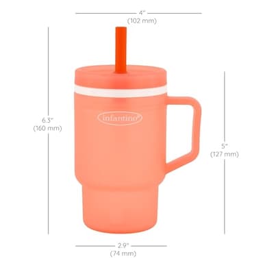 Infantino My 1st Tumbler, Durable Plastic Sippy Cup with Straw & Handle, Spill-Resistant Baby Cup for On-the-Go, BPA-Free Transition Cup, Pink - Image 6