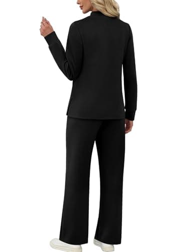 WIHOLL Fall Outfits for Women 2025 Matching Sets Clothing Holiday Two Piece Vacation Teacher Outfits Business Casual Cozy Athletic Athleisure Winter Conjuntos De 2 Piezas Para Mujer Black L - Image 5