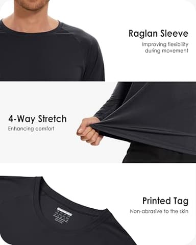 Boladeci Mens Long Sleeve T Shirts UPF 50+ Sun Protection Clothing UV SPF Shirts Rash Guard Moisture Wicking Performance Summer Swim Shirts(Black) - Image 5