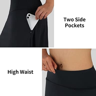 ANIVIVO Women Long Knee Length Skirt with Capris Leggings,Skirted Leggings with High Waisted Zipper Pockets(Black,M) - Image 4