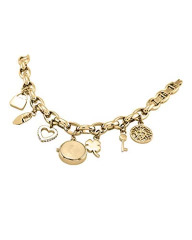 Anne Klein Women's Premium Crystal Accented Gold-Tone Charm Bracelet Watch, 10/7604CHRM - Image 3