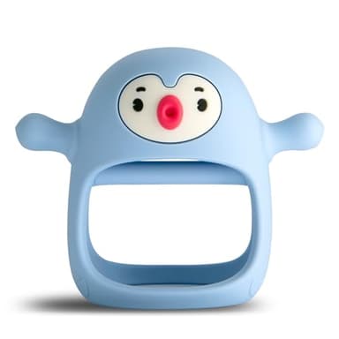 Smily Mia Baby Teething Toys for 0-6Months, Teethers for Babies 3-6Months | Penguin Teether | Hand Teether |Teething Mittens for Teething Relief, Baby Pacifier |New Born Essentials, Light Blue - Image 1