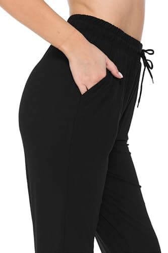 Leggings Depot Womens Classic Jogger Pants - Track Cuff Sweatpants with Pockets, Black, 1X - Image 5