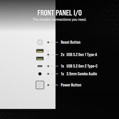 CORSAIR 2500X Small-Tower mATX Dual Chamber PC Case – Panoramic Tempered Glass – Reverse Connection Motherboard Compatible – No Fans Included – White - Image 8